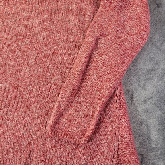 Cato Womens M Knit Sweater Long Sleeve High Low Hem Pink Textured Boho Casual - Picture 3 of 10